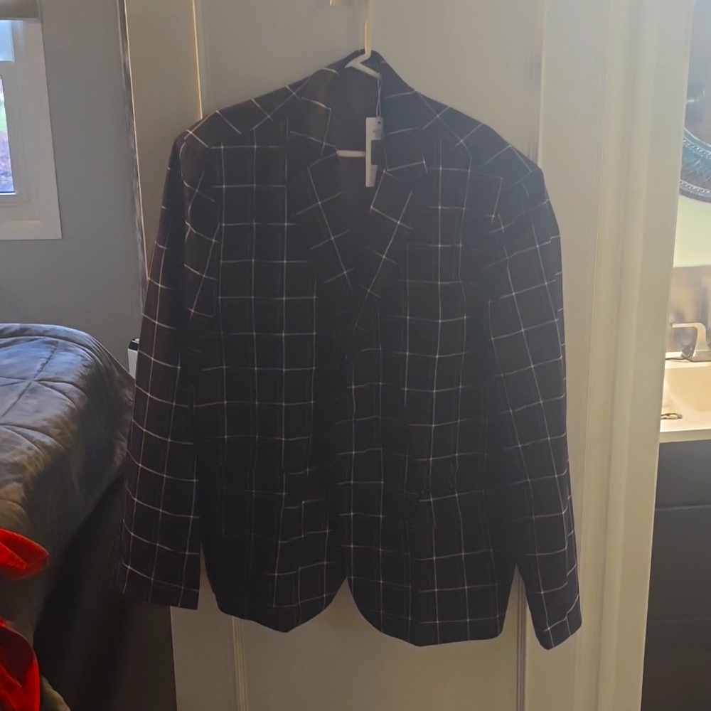 Plumb/Grey Plaid - Mens Sports Coat - 5XL